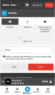 Megapari Türkiye iOS Uygulama Kaydının Görüntüsü