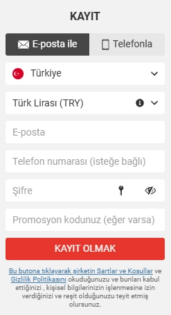 Megapari Üyelik Kaydı