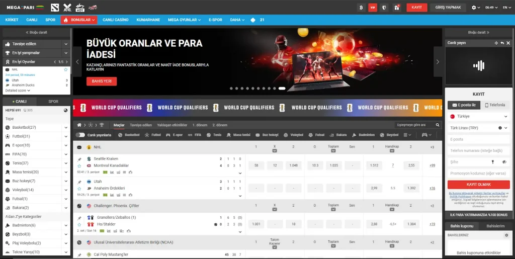 Megapari Türkiye Mobil Site Ana Sayfa Görseli
