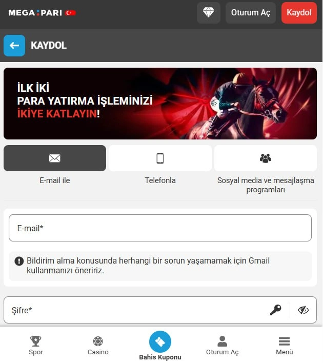 Megapari Türkiye Casino Mobil Giriş Resmi