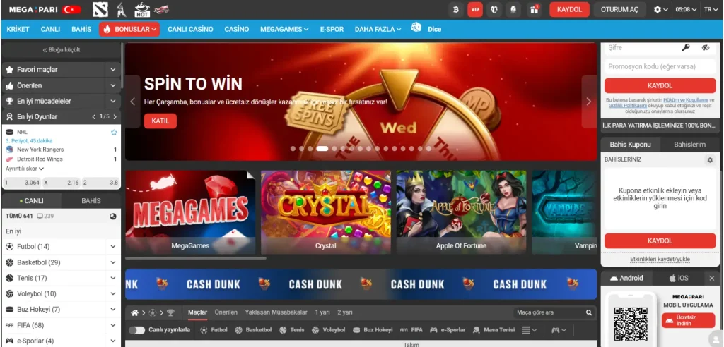 Megapari Türkiye Mobil Site Ana Sayfa Görseli